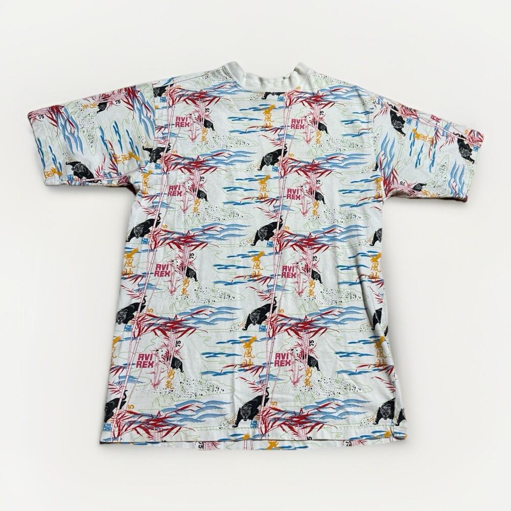 Vintage Avirex Y2K Grunge Animal Puma Jungle Graphic T-Shirt AOP White M